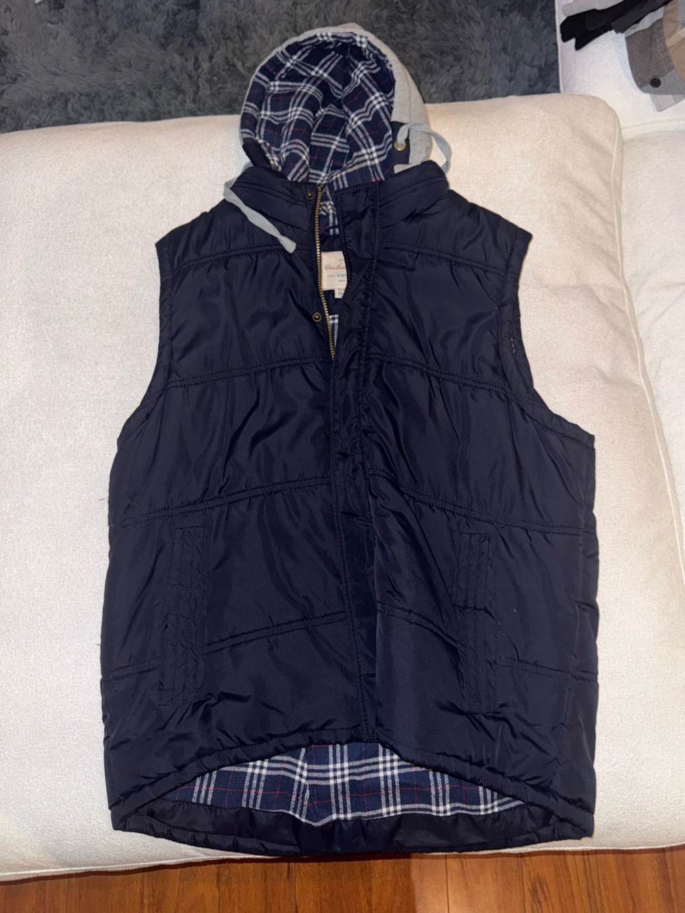Men's Plaid Button-Up/Zip Vest
